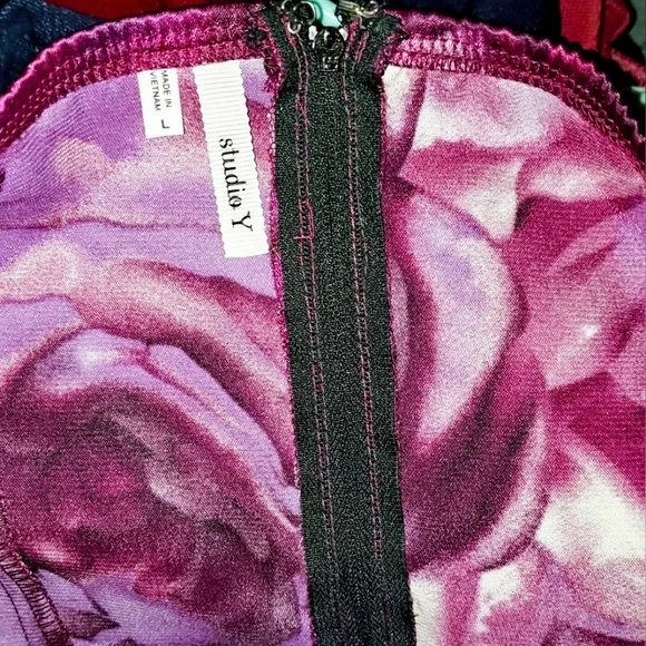 EUC Studio Y Floral Y2K Strapless Corset Top Back Zip Purple/Pink Sz. L - Picture 5 of 7